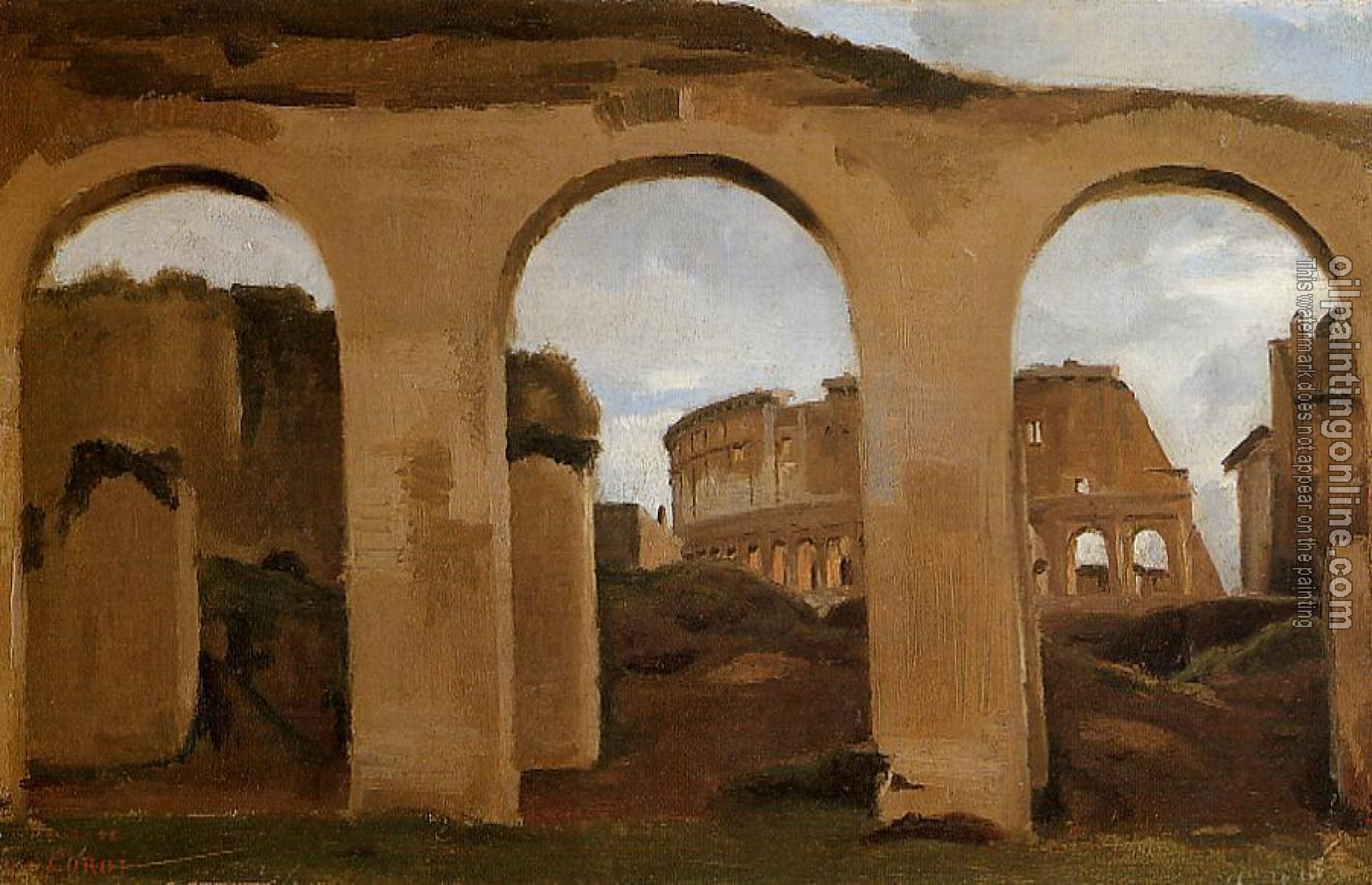 Corot, Jean-Baptiste-Camille - Rome - The Coliseum Seen through Arches of the Basilica of Constantine